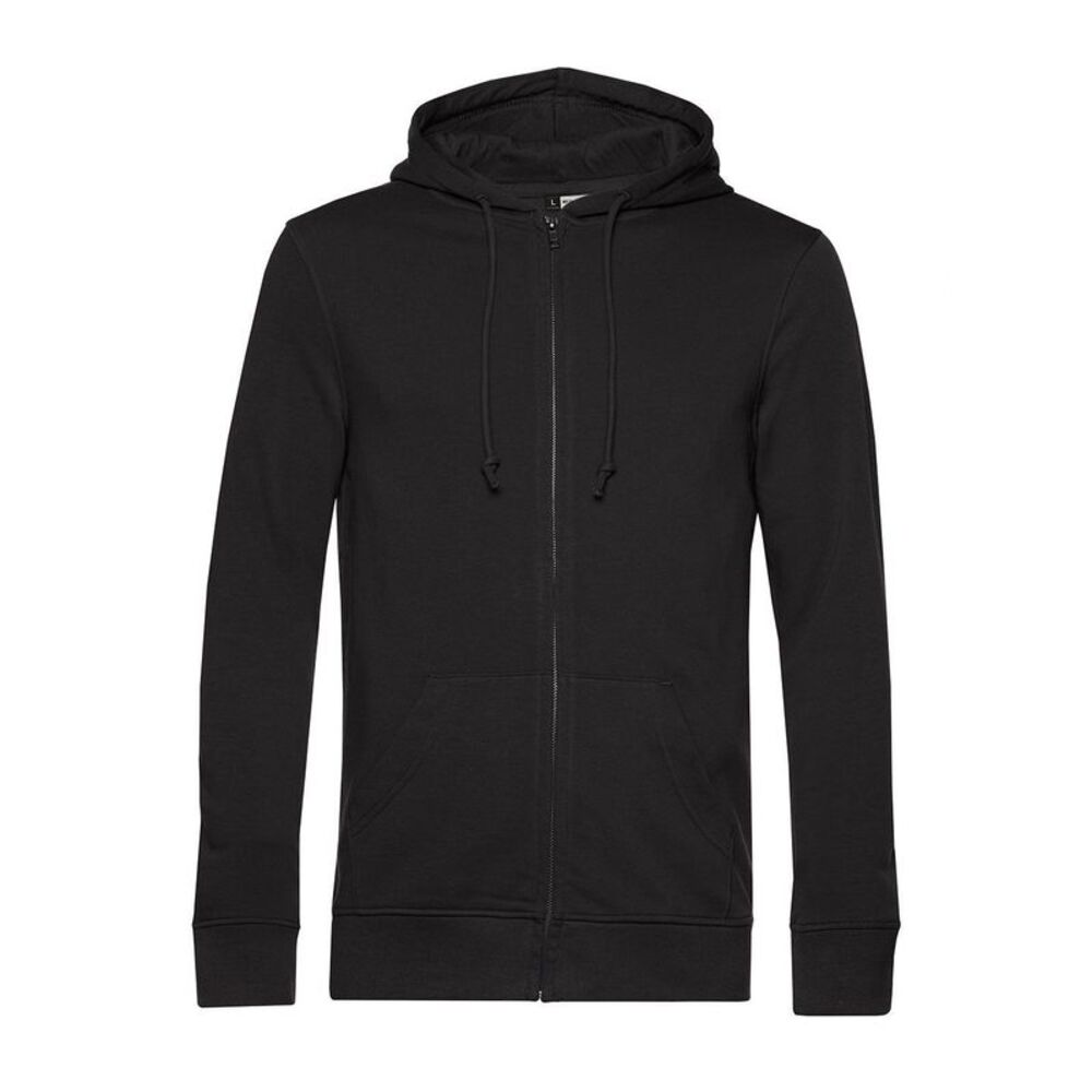 B&C Mens Zipped Hoodie / Black
